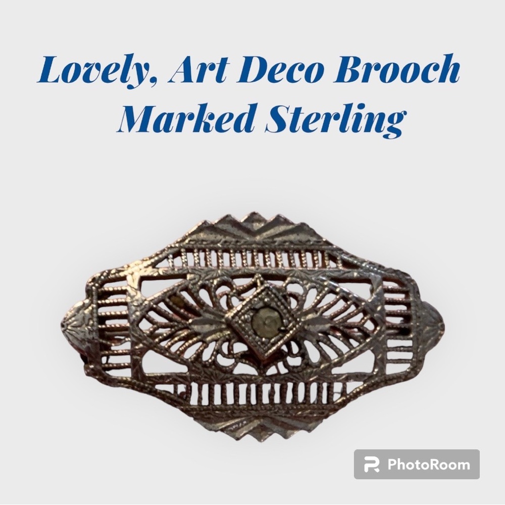 1920s Gorgeous, Sterling, Filigree Brooch- Art Deco